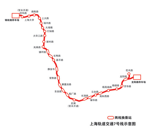 ☆上海市地铁七号线线路图、时刻表