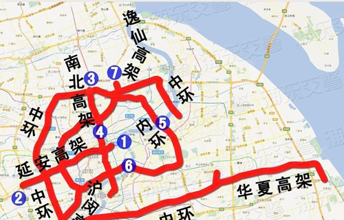 中环路/新路立交——鲁班立交及卢浦大桥全线,止外